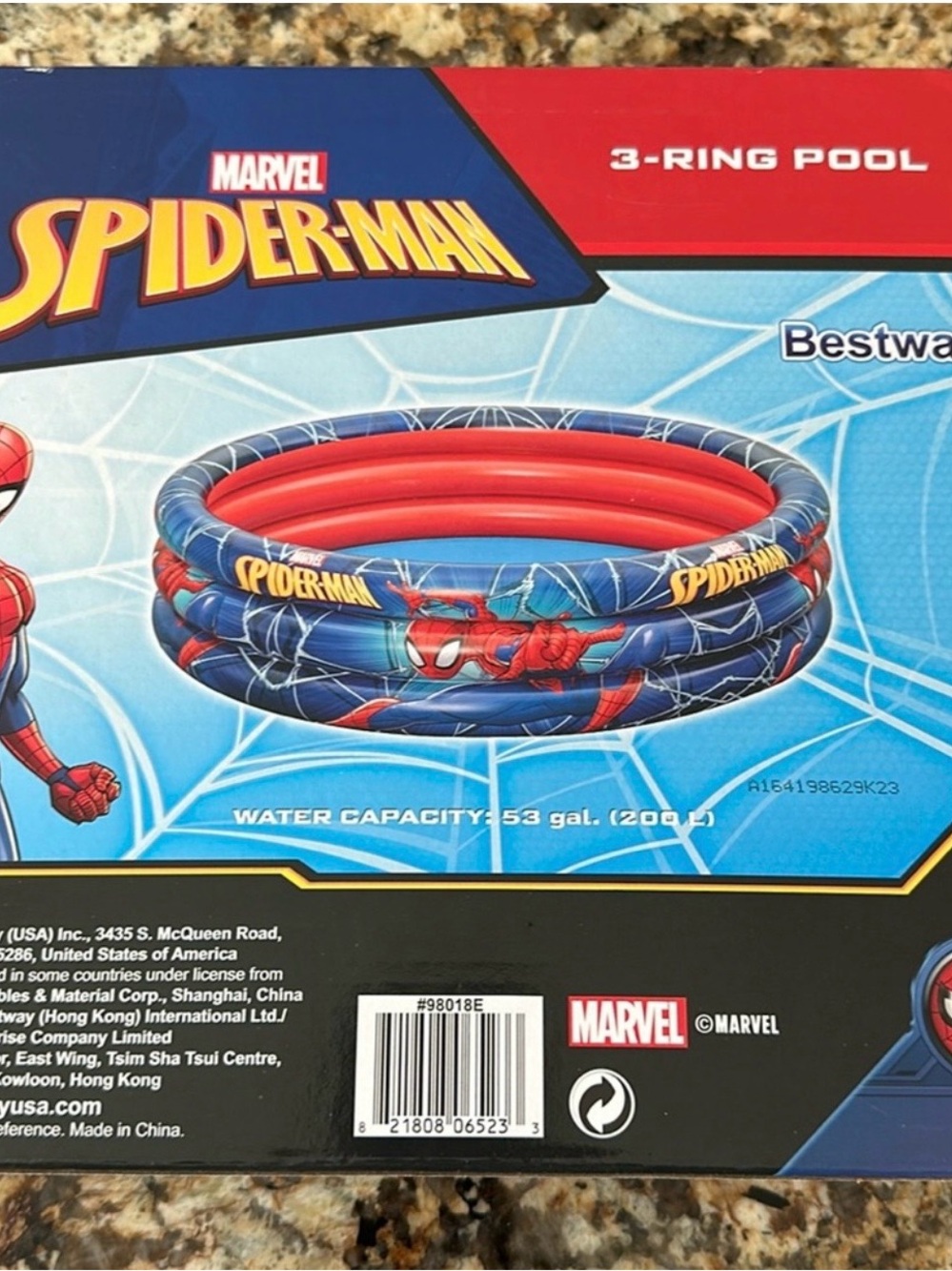 Marvel Spider-Man Inflatable 3-Ring Pool in Red and Blue